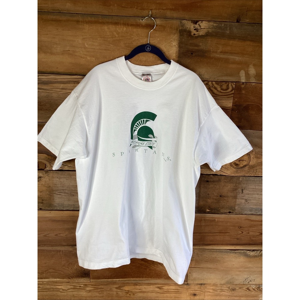 Vintage 90s Michigan State Spartans T Shirt Fruit Of The Loom USA Made XL